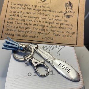 Handcrafted Vintage Silver Plated Cutlery HOPE Keychain